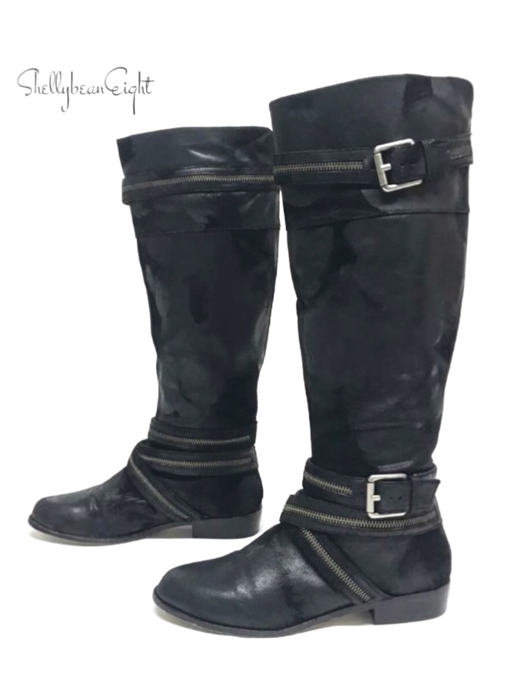 MICHAEL KORS Tall Moto Riding ZIPPER Boots 7.5 WOW